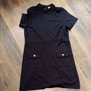 LOFT Black Mini Dress with Peter Pan Collar Never worn L